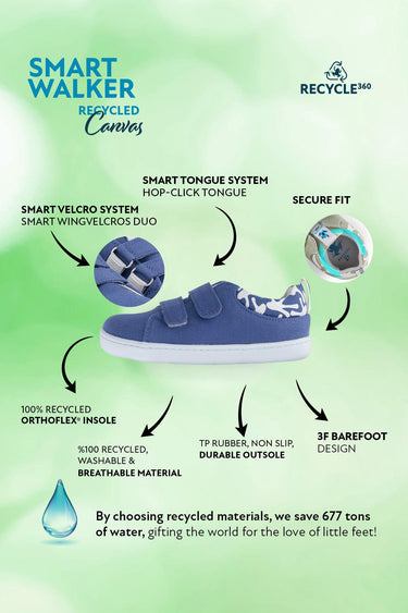 Smart Walker Recycled Canvas Eco Violet Barefoot Kids Shoes