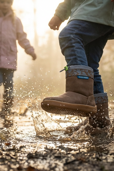 Rain Boots Brown Oak Water and Cold Resistant Barefoot Kids Boots