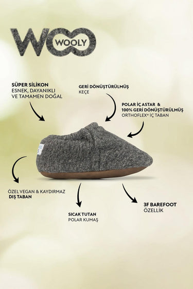Recycled Woo Wooly Grey Wooly Barefoot Smart Booties