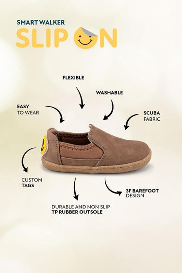 Smart Walker Slip-On #Tags Brown Oak Barefoot Light Up Kids Shoes