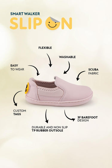 Smart Walker Slip-On #Tags Super Matt Pink Barefoot Light Up Kids Shoes