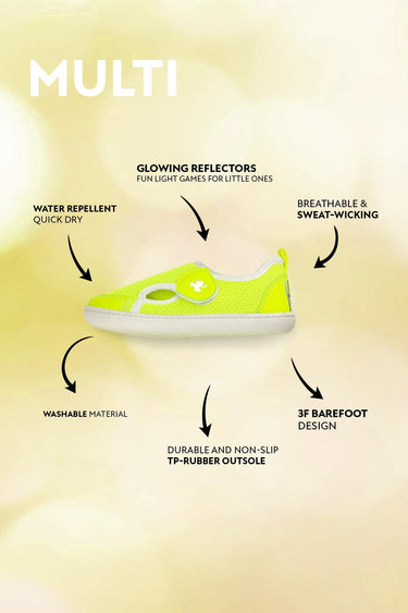 Multi Neon Mix Yellow Barefoot Kids Shoes