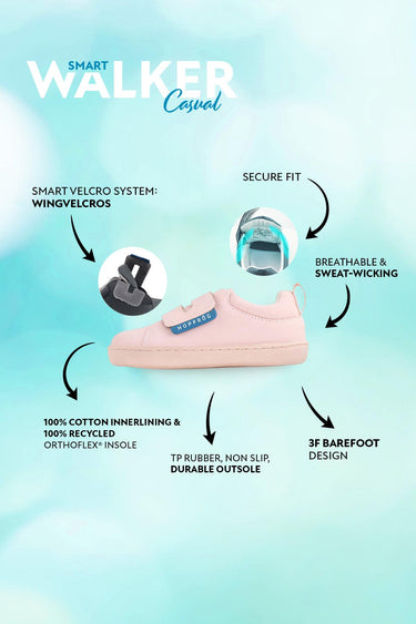 Smart Walker Casual Pink Light Barefoot Kids Shoes