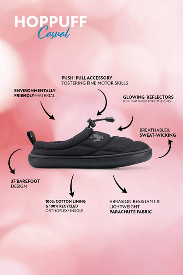Hoppuff Casual Dynamic Black Barefoot Kids Shoes