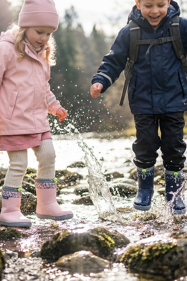 Rain Boots Super Matte Cool Gray Water and Cold Resistant Barefoot Kids Boots