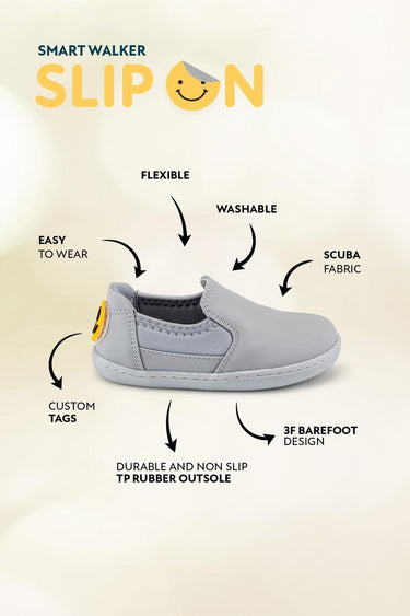 Smart Walker Slip-On #Tags Super Matt Cool Gray Barefoot Light Up Kids Shoes