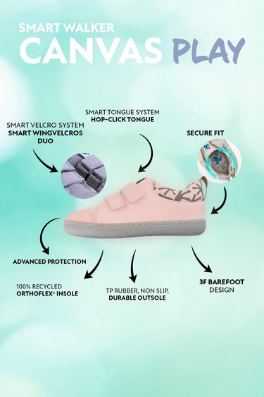 Smart Walker Canvas Play Powder Pink Barefoot Kids Shoes