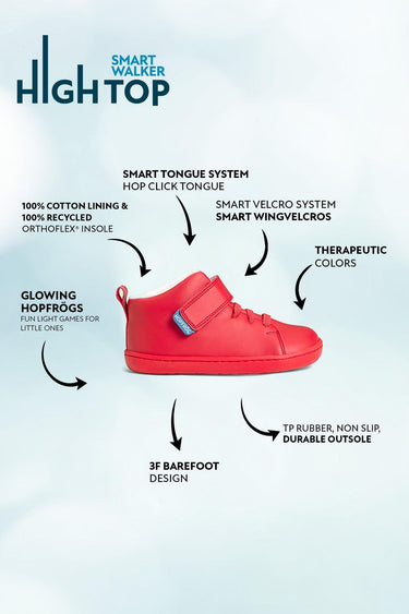 Smart Walker High Top Red Light Barefoot Kids Shoes