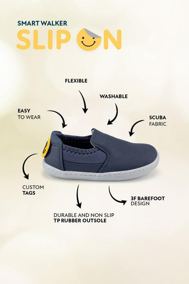 Smart Walker Slip-On #Tags Super Matt Navy Barefoot Light Up Kids Shoes