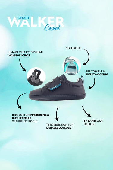 Smart Walker Casual Blue Midnight Barefoot Kids Shoes