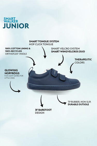 Smart Walker Junior Super Matte Navy Blue Barefoot Kids Shoes