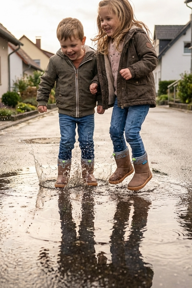 Rain Boots Brown Oak Water and Cold Resistant Barefoot Kids Boots