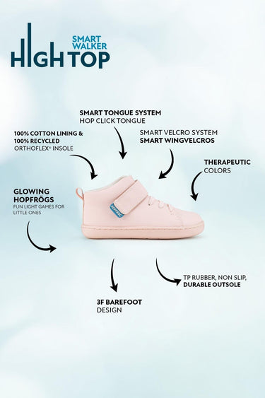 Smart Walker High Top Super Matte Pink Barefoot Kids Shoes