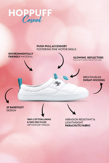 Hoppuff Casual Dynamic White Barefoot Kids Shoes