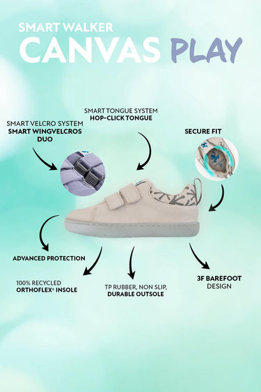 Smart Walker Canvas Play White Barefoot Kids Shoes